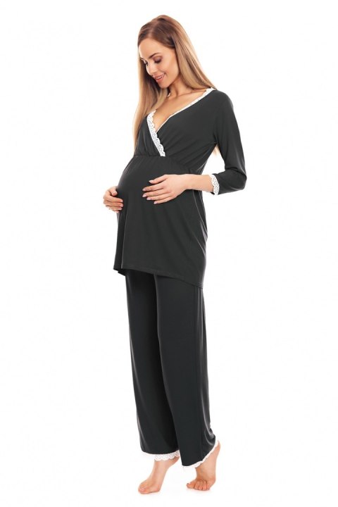 Piżama Ciążowa Model 0136 Grafit - PeeKaBoo Piżama Ciążowa Model 0136 Grafit - PeeKaBoo