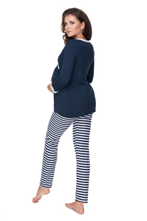 Piżama Ciążowa Model 0150 Navy/White - PeeKaBoo Piżama Ciążowa Model 0150 Navy/White - PeeKaBoo