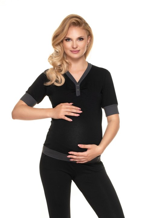 Piżama Ciążowa Model 0184 Black - PeeKaBoo Piżama Ciążowa Model 0184 Black - PeeKaBoo