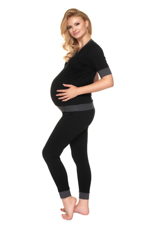 Piżama Ciążowa Model 0184 Black - PeeKaBoo Piżama Ciążowa Model 0184 Black - PeeKaBoo