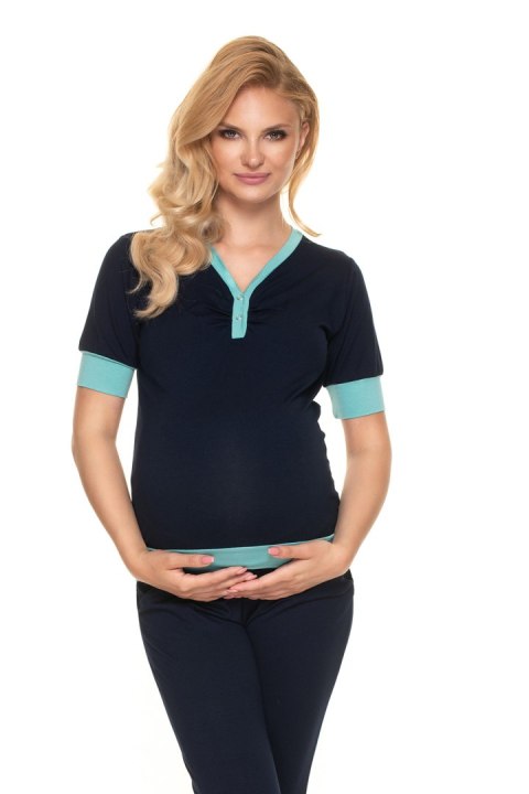 Piżama Ciążowa Model 0184 Navy - PeeKaBoo Piżama Ciążowa Model 0184 Navy - PeeKaBoo