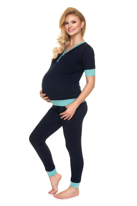 Piżama Ciążowa Model 0184 Navy - PeeKaBoo Piżama Ciążowa Model 0184 Navy - PeeKaBoo