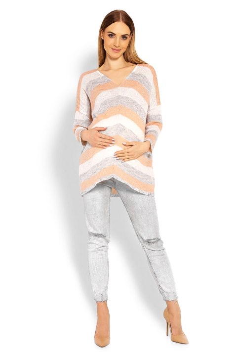 Sweter Ciążowy Model 30057C Morela - PeeKaBoo Sweter Ciążowy Model 30057C Morela - PeeKaBoo