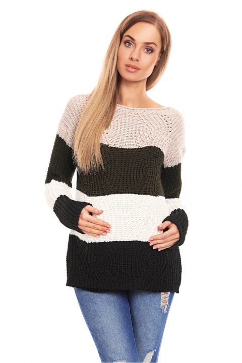 Sweter Ciążowy Model 70019 Khaki - PeeKaBoo Sweter Ciążowy Model 70019 Khaki - PeeKaBoo