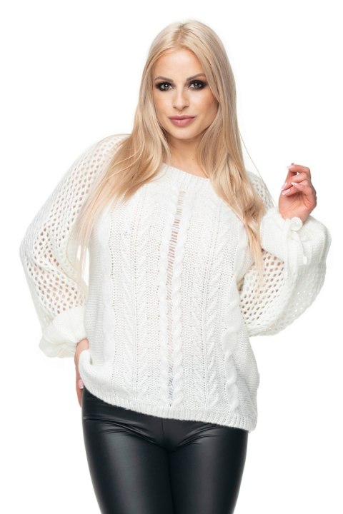 Sweter Damski Model 30061 Cream - PeeKaBoo Sweter Damski Model 30061 Cream - PeeKaBoo