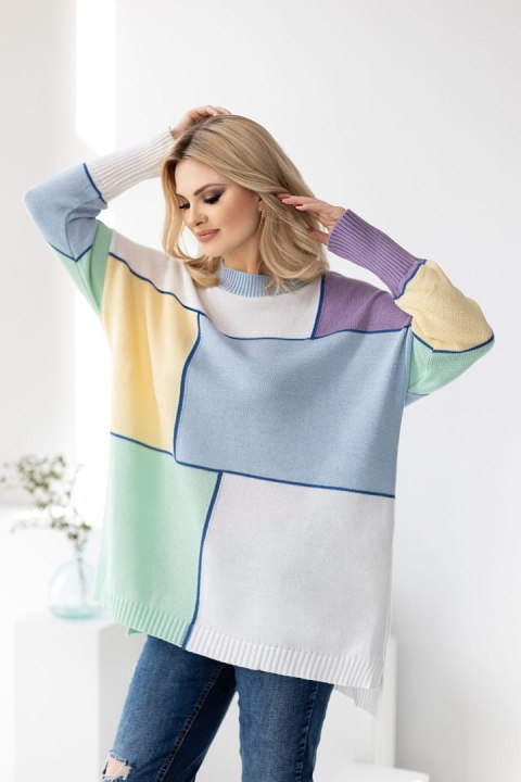Sweter Damski Model 30089 Błękit - PeeKaBoo Sweter Damski Model 30089 Błękit - PeeKaBoo