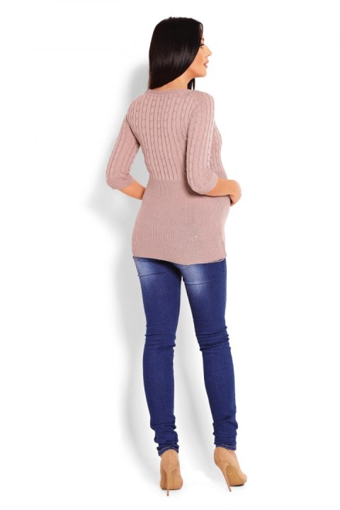 Sweter Damski Model 70008C Cappuccino - PeeKaBoo Sweter Damski Model 70008C Cappuccino - PeeKaBoo