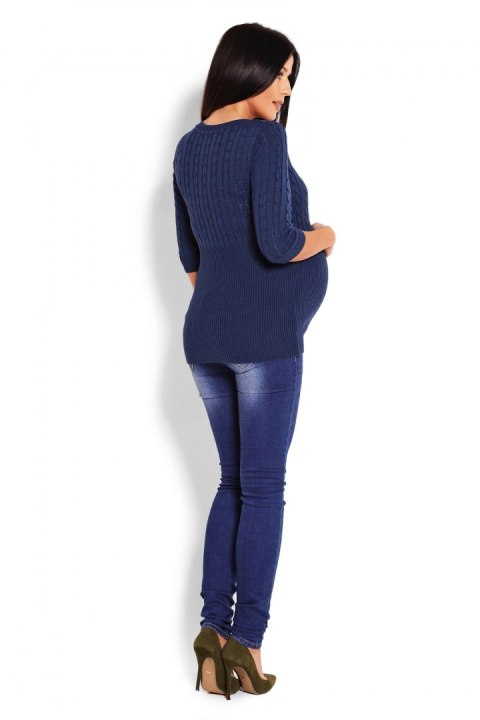 Sweter Damski Model 70008C Petrol Navy - PeeKaBoo Sweter Damski Model 70008C Petrol Navy - PeeKaBoo