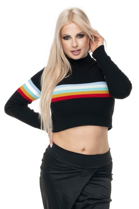Sweter Damski Model 70015 Black - PeeKaBoo Sweter Damski Model 70015 Black - PeeKaBoo