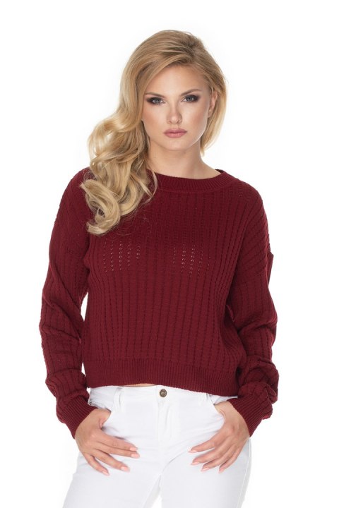 Sweter Damski Model 70022 Bordo - PeeKaBoo Sweter Damski Model 70022 Bordo - PeeKaBoo