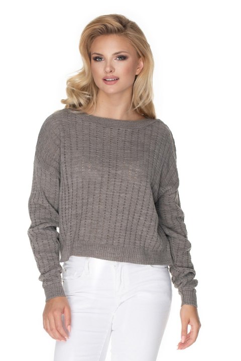 Sweter Damski Model 70022 Cappuccino - PeeKaBoo Sweter Damski Model 70022 Cappuccino - PeeKaBoo