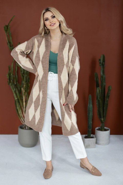 Sweter Kardigan Model 30092 Cappuccino - PeeKaBoo Sweter Kardigan Model 30092 Cappuccino - PeeKaBoo