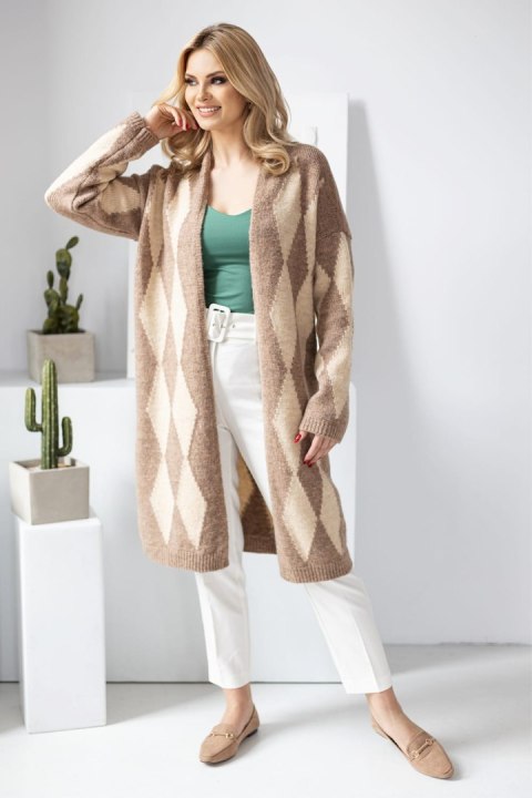 Sweter Kardigan Model 30092 Cappuccino - PeeKaBoo Sweter Kardigan Model 30092 Cappuccino - PeeKaBoo