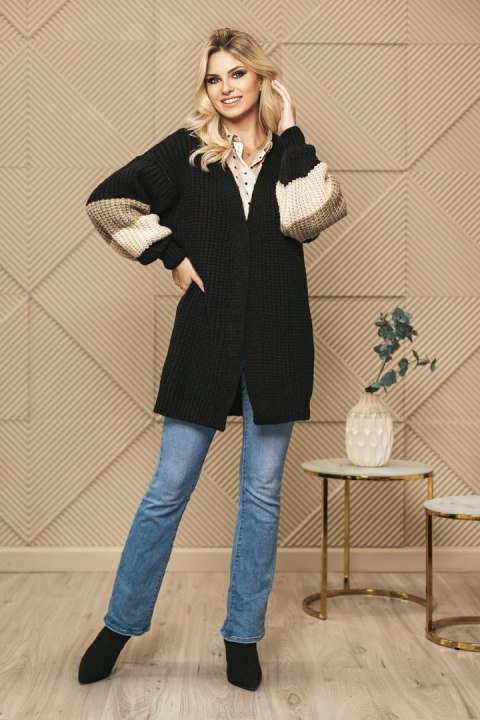 Sweter Kardigan Model 70041 Black - PeeKaBoo Sweter Kardigan Model 70041 Black - PeeKaBoo