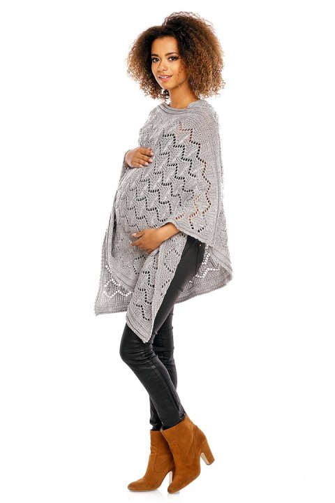 Sweter Poncho model 30012C Light Gray - PeeKaBoo Sweter Poncho model 30012C Light Gray - PeeKaBoo