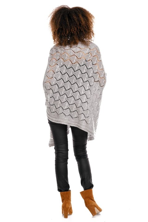 Sweter Poncho model 30012C Light Gray - PeeKaBoo Sweter Poncho model 30012C Light Gray - PeeKaBoo