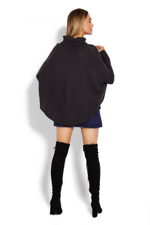 Sweter Ponczo Model 70009 Grafit - PeeKaBoo Sweter Ponczo Model 70009 Grafit - PeeKaBoo