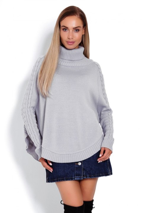 Sweter Ponczo Model 70009 Grey - PeeKaBoo Sweter Ponczo Model 70009 Grey - PeeKaBoo