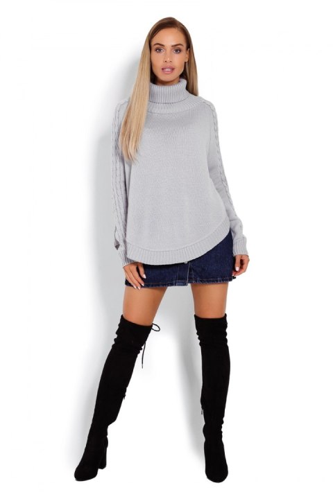 Sweter Ponczo Model 70009 Grey - PeeKaBoo Sweter Ponczo Model 70009 Grey - PeeKaBoo