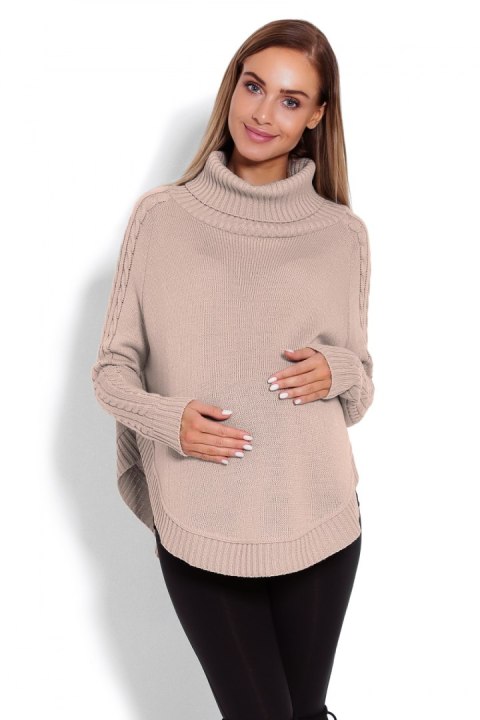 Sweter Ponczo Model 70009C Latte - PeeKaBoo Sweter Ponczo Model 70009C Latte - PeeKaBoo