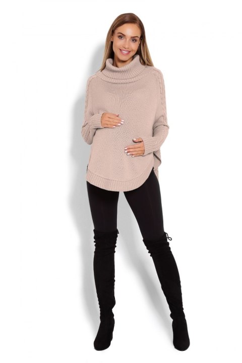 Sweter Ponczo Model 70009C Latte - PeeKaBoo Sweter Ponczo Model 70009C Latte - PeeKaBoo