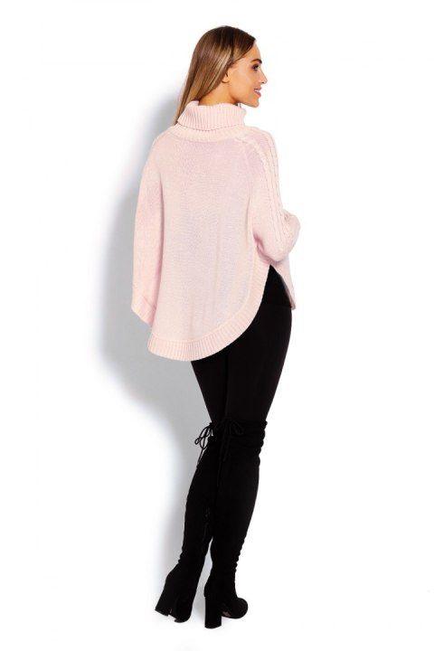 Sweter Ponczo Model 70009C Powder Pink - PeeKaBoo Sweter Ponczo Model 70009C Powder Pink - PeeKaBoo