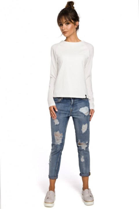 Bluzka Model B047 Ecru - BeWear Bluzka Model B047 Ecru - BeWear