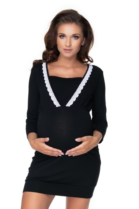 Koszulka nocna Koszula Nocna Ciążowa Model 0155 Black - PeeKaBoo Koszulka nocna Koszula Nocna Ciążowa Model 0155 Black - PeeKaBoo