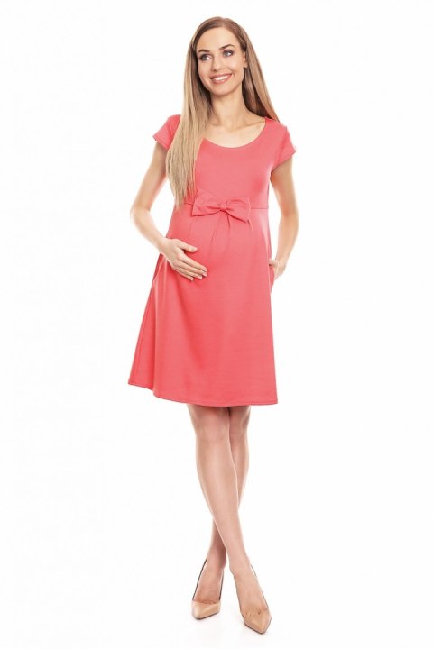 Sukienka Ciążowa Model 0129 Coral - PeeKaBoo Sukienka Ciążowa Model 0129 Coral - PeeKaBoo