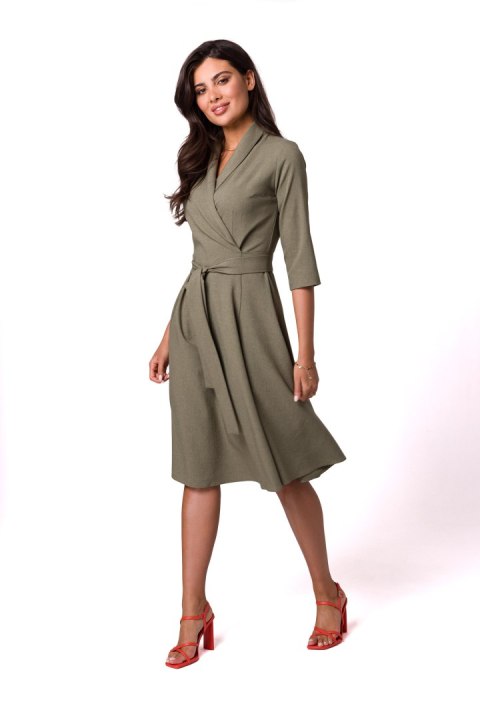 Sukienka Model B255 Oliwka - BeWear Sukienka Model B255 Oliwka - BeWear
