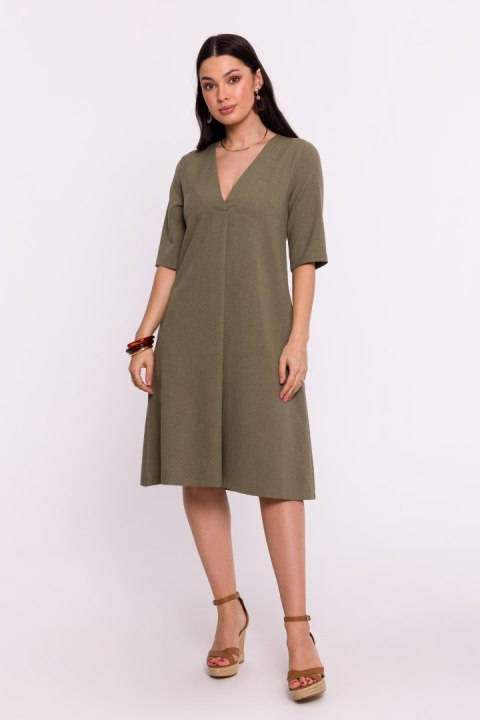 Sukienka Model B280 Oliwka - BeWear Sukienka Model B280 Oliwka - BeWear