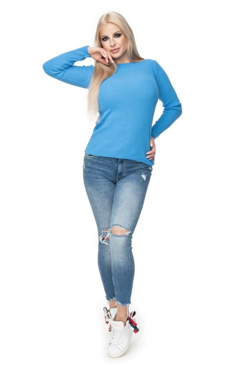 Sweter Damski Model 70021 Jeans - PeeKaBoo Sweter Damski Model 70021 Jeans - PeeKaBoo
