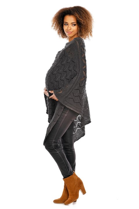 Sweter Poncho model 30012C Graphit - PeeKaBoo Sweter Poncho model 30012C Graphit - PeeKaBoo