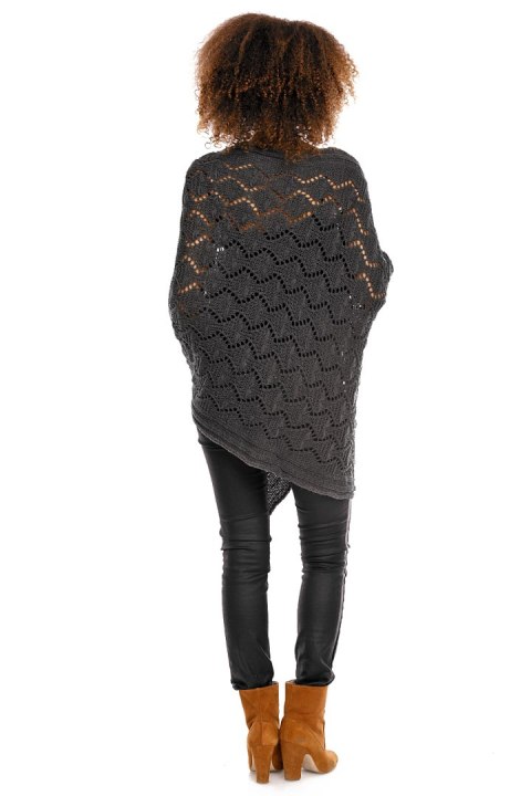 Sweter Poncho model 30012C Graphit - PeeKaBoo Sweter Poncho model 30012C Graphit - PeeKaBoo