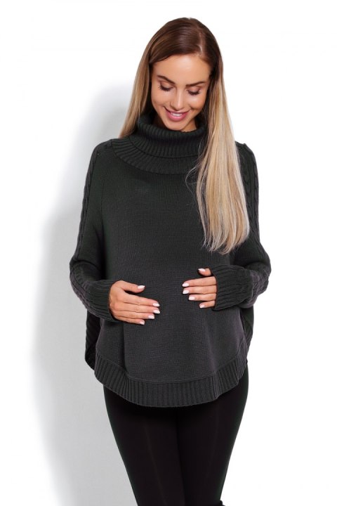 Sweter Ponczo Model 70009C Grafit - PeeKaBoo Sweter Ponczo Model 70009C Grafit - PeeKaBoo