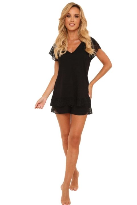 Piżama Damska Model Dagmara 625 Black - De Lafense Piżama Damska Model Dagmara 625 Black - De Lafense