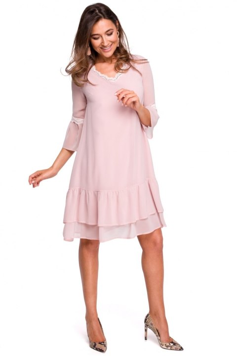 Sukienka Model S160 Powder Pink - Stylove Sukienka Model S160 Powder Pink - Stylove