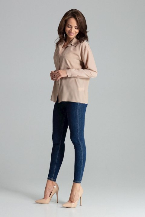 Koszula Damska Model L059 Beige - Lenitif Koszula Damska Model L059 Beige - Lenitif