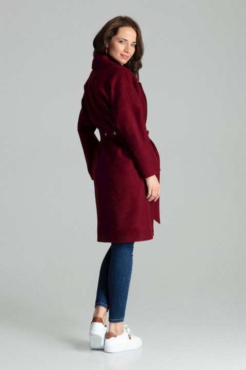 Płaszcz Damski Model L054 Bordo - Lenitif Płaszcz Damski Model L054 Bordo - Lenitif