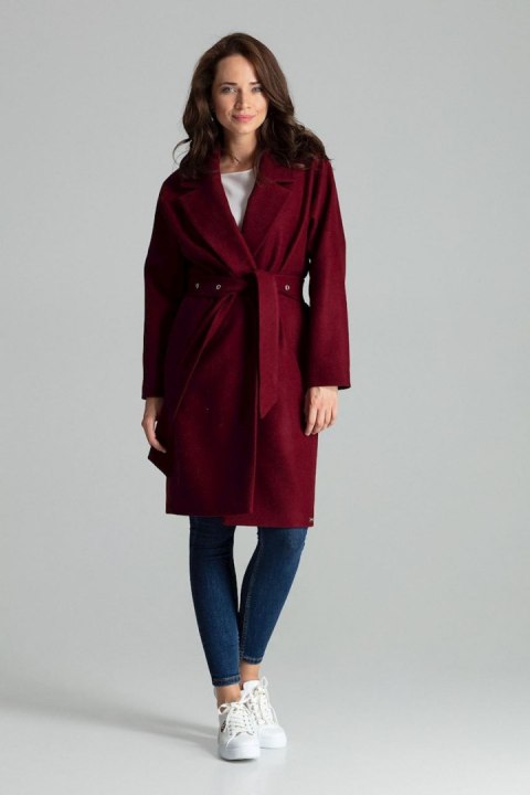 Płaszcz Damski Model L054 Bordo - Lenitif Płaszcz Damski Model L054 Bordo - Lenitif