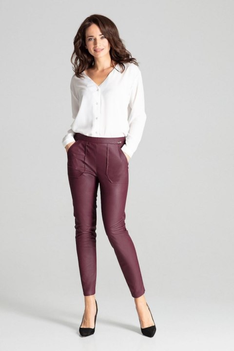 Spodnie Damskie Model L072 Bordo - Lenitif Spodnie Damskie Model L072 Bordo - Lenitif