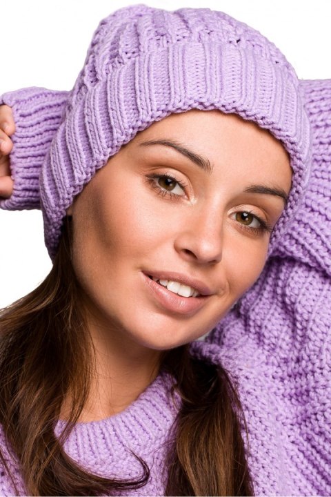 Czapka Damska Model BK057 Lawenda - BE Knit Czapka Damska Model BK057 Lawenda - BE Knit