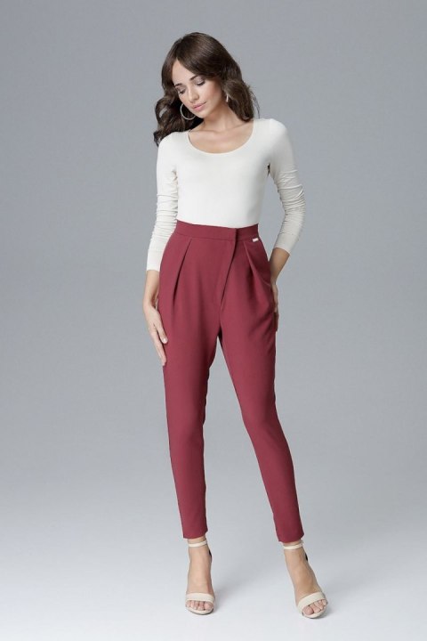 Spodnie Damskie Model L018 Bordo - Lenitif Spodnie Damskie Model L018 Bordo - Lenitif