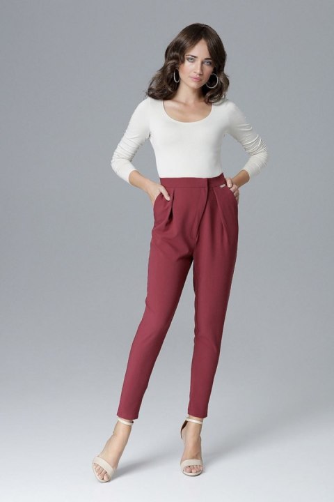 Spodnie Damskie Model L018 Bordo - Lenitif Spodnie Damskie Model L018 Bordo - Lenitif
