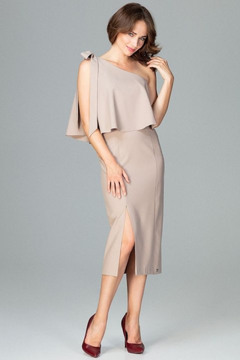 Sukienka Model K489 Beige - Lenitif Sukienka Model K489 Beige - Lenitif