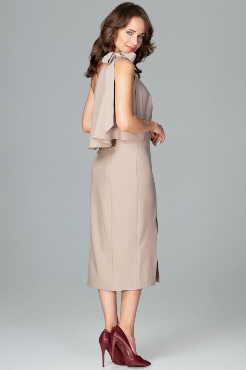 Sukienka Model K489 Beige - Lenitif Sukienka Model K489 Beige - Lenitif