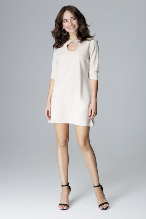 Sukienka Model L001 Beige - Lenitif Sukienka Model L001 Beige - Lenitif