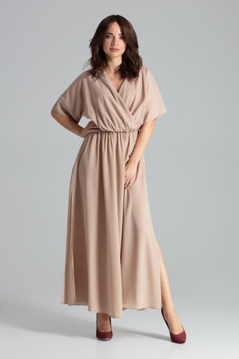 Sukienka Model L055 Beige - Lenitif Sukienka Model L055 Beige - Lenitif