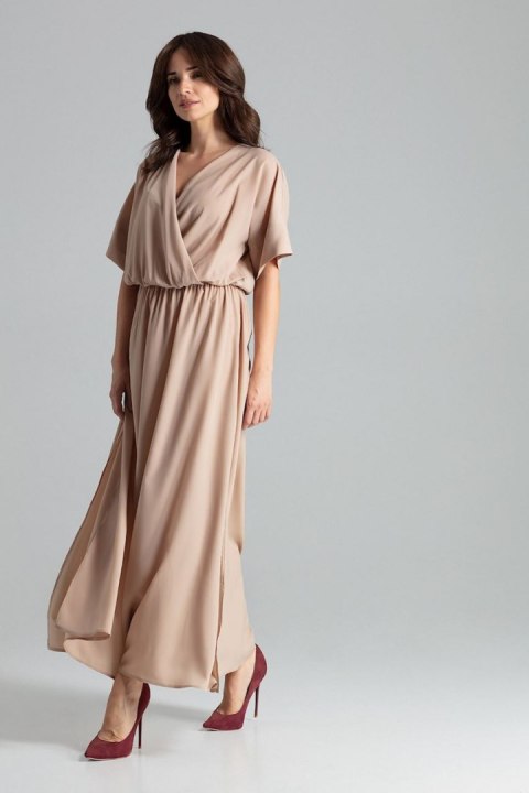 Sukienka Model L055 Beige - Lenitif Sukienka Model L055 Beige - Lenitif