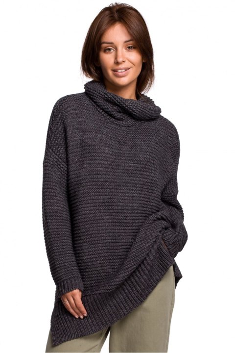 Sweter Damski Model BK047 Antracyt - BE Knit Sweter Damski Model BK047 Antracyt - BE Knit